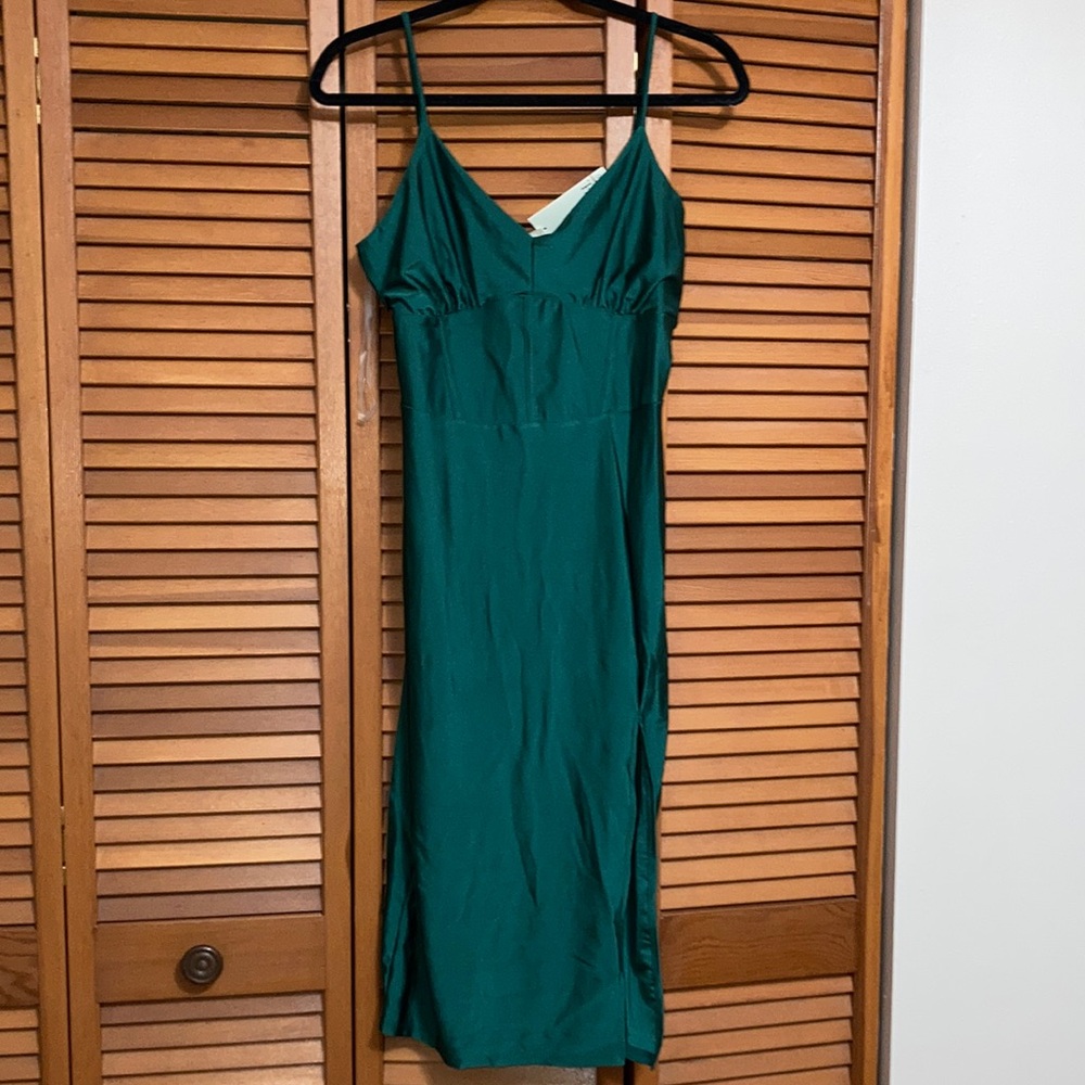 Elegant Green Satin Slip Dress